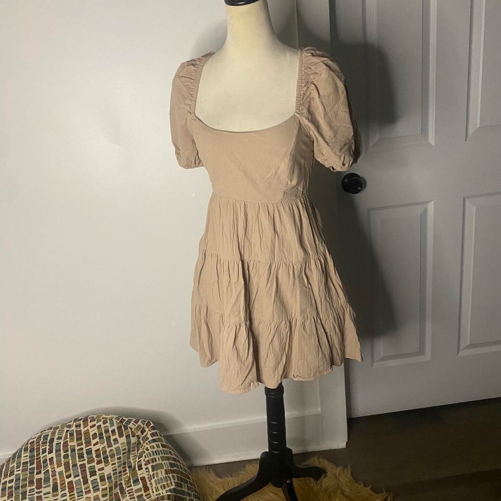 Tan cream cutout dress